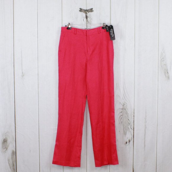 Chaps Pants - NWT CHAPS Pool Side Pink Linen Flat Front Lined Dress Pants Size 8